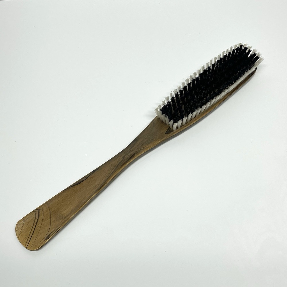 Vintage 16" L Wooden Lint Clothes Brush With Built In Shoe Horn Made in Poland
